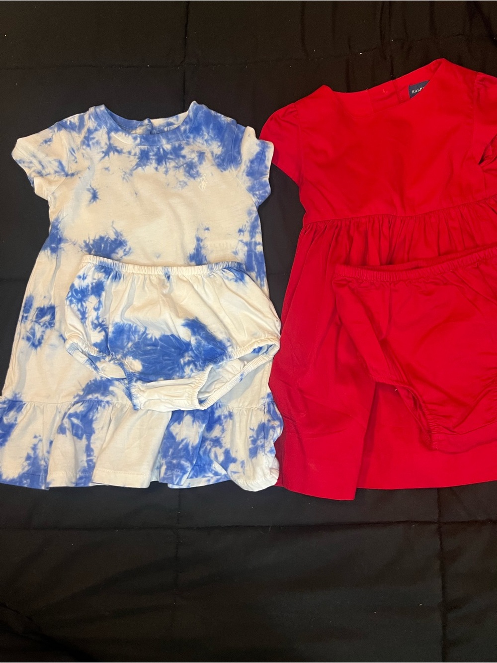Bundle (2) Ralph Lauren Polo Red Toddler Dress Set, & Blue and White Dress Set